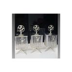 Azade Home Gümüş Pirinç Japongül Çubuk Kare Kavanoz 3’Lü Set