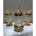 Azade Home Meridyen Kuşlu Ayaklı Kristal Kavanoz Takım