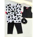 Azc Kids 4 Lü Crop Atlet Tişort Kapri Toka Set Kız Çocuk Takım - 9 Yaş - Beyaz