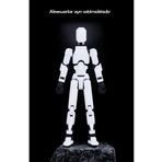 azezhobi Titan 13 Dummy Robot Beyaz Siyah Tüm Eklemleri Hareketli Dummy Aksiyon Figürü Figür Oyuncak
