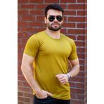 Azıcık Akıllı 22ETSHPORT Koyu Sarı Basic Rahat İnce Petek Kumaş Spor Erkek T-shirt