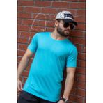 Azıcık Akıllı 22ETSHPORT Turkuaz Basic Rahat İnce Petek Kumaş Spor Erkek T-shirt