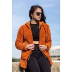 Azıcık Akıllı Kadın Kiremit Peluş Kalın Fermuarlı Kapüşonlu Cepli Ceket 23KCKTMY50 - XL