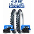 Aziyah 24X1.95 Bisiklet Iç ve Dış Lastik Seti (2 Iç 2 Dış 24X1.95 Lastik) 24 Jant Bisiklet Lastiği - Siyah - 24 x 1.95