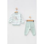 Aziz Bebe Erkek Bebek At Nakışlı Sweatshirt Pantolon 2 'li Alt Üst Bebek Takımı 3 Ay - 36 Ay - 24 - 36 Ay - Yeşil