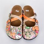 Aziz Şahin Shoes 5413 Hayvan Desenli Çapraz Sabo Krem Kadın Terlik