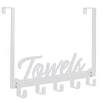 Azmoncy 1 Paket Kapı Kancası, Banyo Havlu Askısı Ağır Hizmet Tipi Asmak için Havlu Askısı, Duvara Monte Havlu Askısı, Yatak Odası Banyo Mutfak Havluları için 5 Kancalı, Beyaz