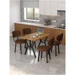 Azra 70 x 110 cm Atlantik Mutfak Masası, Mutfak Masası Takımı, Yemek Masası, 4 Kahverengi Sandalye