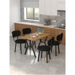 Azra 70 x 110 cm Atlantik Mutfak Masası, Mutfak Masası Takımı, Yemek Masası, 4 Siyah Sandalye