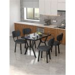 Azra 70 x 110 cm Bendir Mutfak Masası, Mutfak Masası Takımı, Yemek Masası, 4 Antrasit Sandalye