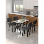 Azra 70 x 110 cm Efes Mutfak Masası, Mutfak Masası Takımı, Yemek Masası, 4 Antrasit Sandalye