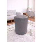 Azra Aksesuar GRİ Silindir Deri Puf 40x50 cm Dekoratif Oturma Pufu | Modern Salon, Makyaj ve Ayak Uzatma Pufu