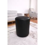 Azra Aksesuar SİYAH Silindir Deri Puf 40x50 cm Dekoratif Oturma Pufu | Modern Salon, Makyaj ve Ayak Uzatma Pufu