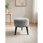 Azra Mobilya Kırçıllı Gri Welsoft Kumaş Yuvarlak Puf Ahşap Ayaklı Demonte Modern Puf Tabure 40X42 cm - 40 cm çap