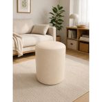 Azra Mobilya Krem Deri Puf 40X50 cm Silindir Tasarım Dekoratif Oturma Pufu Salon Yatak Odası Antre