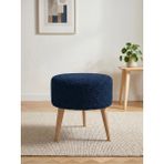 Azra Mobilya Mavi Welsoft Kumaş Yuvarlak Puf Ahşap Ayaklı Demonte Modern Puf Tabure 40X42 cm - 40 cm çap