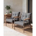 Azra Mobilya Paris Metal Iskeletli Gri Keten Dokulu Balkon Bahçe Berjeri 2’li Set Cappucino Gövde Modern Tekli Koltuk