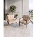 Azra Mobilya Paris Model 2 Adet Krem Balkon Berjeri Takımı Cappucino Metal Iskelet Deri Kumaş Fermuarlı Yıkanabilir Minder Kurulu Gönderim