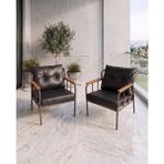 Azra Mobilya Paris Model 2 Adet Siyah Balkon Berjeri Takımı Cappucino Metal Iskelet Deri Kumaş Fermuarlı Yıkanabilir Minder Kurulu Gönderim