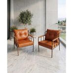 Azra Mobilya Paris Model 2 Adet Taba Balkon Berjeri Takımı Cappucino Metal Iskelet Deri Kumaş Fermuarlı Yıkanabilir Minder Kurulu Gönderim - Kahverengi