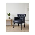 Azra Mobilya Roma Berjer Ofis ve Bekleme Alanı için Kapitone Detaylı Suni Deri Lacivert Koltuk, 60x55x48 cm, Siyah Ahşap Ayaklı