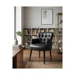 Azra Mobilya Roma Berjer Ofis ve Bekleme Alanı için Kapitone Detaylı Suni Deri Tekli Koltuk, Siyah, 60x55x48 cm, 14 kg, Siyah Ahşap Ayaklı