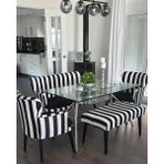 Azra Mobilya - Roma Çay Seti Koltuk Takımı - Dijital Baskı Kumaş - Zebra Siyah Beyaz Çizgili Desen - Benchli - Siyah - Beyaz - Seçenek