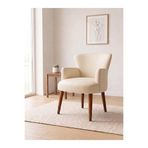 Azra Mobilya Roma Modern Ofis Koltuğu Demonte Suni Deri Krem 58x48x84 cm Ahşap Ceviz Ayaklı Berjer