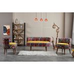 Azra Mobilya Sydney Modern Çay Seti Koltuk Takımı | Modern | Patchwork Kumaş | Sarı - Çok Renkli