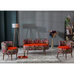 Azra Mobilya Sydney Modern Çay Seti Koltuk Takımı | Modern | Patchwork Kumaş | Turuncu - Çok Renkli
