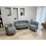 Azra Mobilya Sydney Modern Koltuk Takımı | Modern Iskandinav Tarzı | Welsoft Yumuşak Kumaş | Kırçıllı - Gri - Beyaz