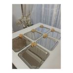 AZRAM HOUSE Dekoratif Celik Kare 6 Li Servis Ve Sunum Tepsisi 22 Cm Kelebek Aksesuarlı