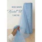 AZREN STORE Bebe Mavisi Süsleme Tülü 5 METRE, Bohça Tülü, Nişan Tülü, Söz Nişan Gelin Damat Düğün Kapı Valiz Süsleme 500X300cm