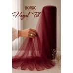 AZREN STORE Bordo Hayal Tül, Bohça Tülü, Nişan Tülü, Gelin Damat Düğün Konvoy Kapı Valiz Süsleme, Doğum Günü, Duvak Yapımı, Hediye Süsü, 100x300 Cm