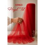 AZREN STORE Kırmızı Hayal Tül, Bohça Tülü, Nişan Tülü, Gelin Damat Düğün Konvoy Kapı Valiz Süsleme, Doğum Günü, Duvak Yapımı, Hediye Süsü, 100x300 Cm
