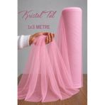 AZREN STORE Pembe Süsleme Tülü, Bohça Tülü Nişan Tülü, Gelin Damat Düğün Konvoy Kapı Valiz Süsleme, Kristal Tül, Hediye Süsü, 100x300 Cm