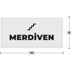 Azresa Merdıven Yazılı - Metal - Beyaz Renk - Kapı Isimliği - 30X15 cm