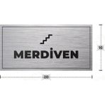 Azresa Merdiven Yazılı - Metal - Gümüş Renk - Kapı Isimliği - 20X10 cm