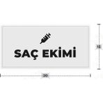 Azresa Saç Ekımı Yazılı - Metal - Beyaz Renk - Kapı Isimliği - 30X15 cm