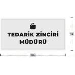 Azresa Tedarık Zıncırı Müdürü Yazılı - Metal - Beyaz Renk - Kapı Isimliği - 30X15 cm