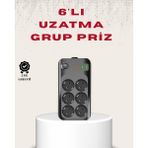Azrlya 6’lı Grup Priz Termal Korumalı USB Type-C Çoklu Priz 2 Metre Kablo - Lisinya