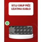 Azrlya USB Type-C Destekli 10’lu Grup Priz Termal Korumalı 2m Kablo 2500W - Lisinya