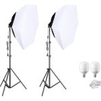 AZT 2 Li Youtube , Vlog , Tiktok Vb Canlı Yayın Için 70CM Octagon Softbox 130W Ampullü LED Sürekli Işık Seti