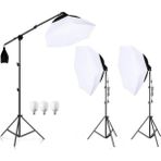 AZT 3 Lü Youtube , Vlog , Tiktok Vb Canlı Yayın Için 70CM Octagon Softbox Toplam 195W LED Sürekli Işık Seti