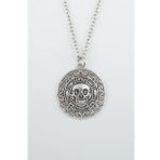 Aztec Karayip Korsanları Madalyon Gümüş Kaplama Düz Zincir Kolye