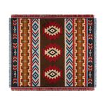 Aztec Navajo Püsküllü Battaniye, Etnik Geometrik Desenli, Çok Yönlü Koltuk Örtüsü, Yatak Örtüsü, Kilim, Sandalye ve Kanepe Battaniyesi (90x210 cm)