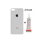 AZUR Apple İphone 8 PLUS Uyumlu Arka Cam Kapak Batarya Pil Kapağı Beyaz + YAPIŞTIRICI