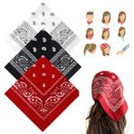 AzureRay 3 adet bandana baş örtüsü, çok fonksiyonlu baş örtüsü, kadın ve erkek, büyük şal desenli, saç atkısı ve motosikletçi aksesuarı, 55 x 55 cm, kırmızı/siyah/beyaz, Çok renkli, Tek Beden
