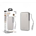 Azurtech 10.000MAH, LCD Göstergeli, 22.5WATT Dahili Usb-C Kablolu Powerbank - Krem