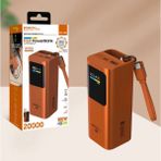 Azurtech 100W 3A, Usb-C Girişi/çıkışlı Dahili Kablolu, Akıllı Dijital Göstergeli 20.000MAH, Hızlı Powerbank - Çok Renkli